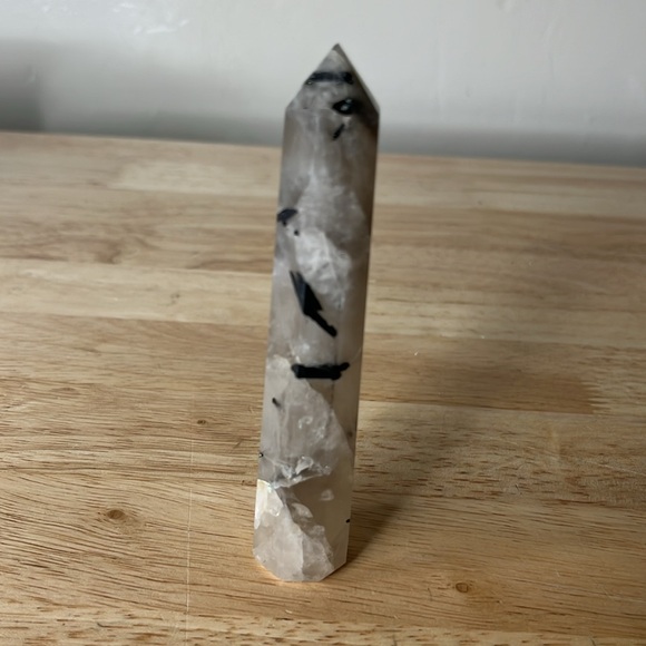 Clear Quartz with Black Tourmaline Crystal Point Tower 3.2 oz - Picture 7 of 8